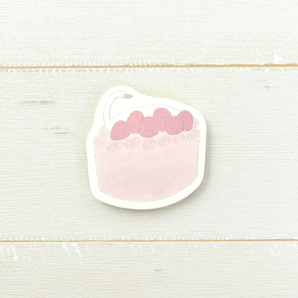 マインドウェイブ☆FOODIES SERIES ダイカット付箋!! トビマツショウイチロウ ダイカット付箋 pink スワンとケーキ