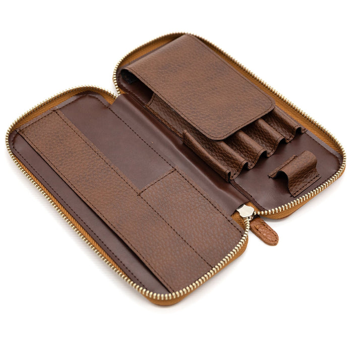 Leather Round Zip Pen Case Essential ADRIA