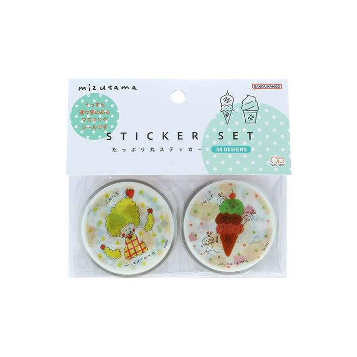 mizutama×サンスター文具 第4弾 たっぷり丸ステッカー ミントグリーン