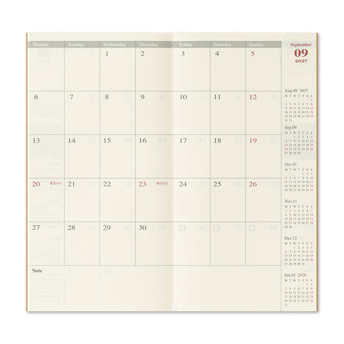 TRAVELER’S notebook 2027 Monthly (Regular Size)