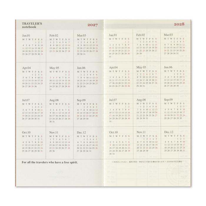 TRAVELER’S notebook 2027 Weekly + Memo (Regular Size)