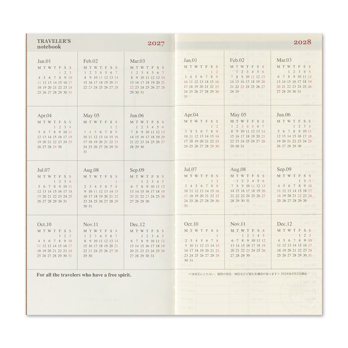 TRAVELER’S notebook 2027 Weekly Vertical (Regular Size)