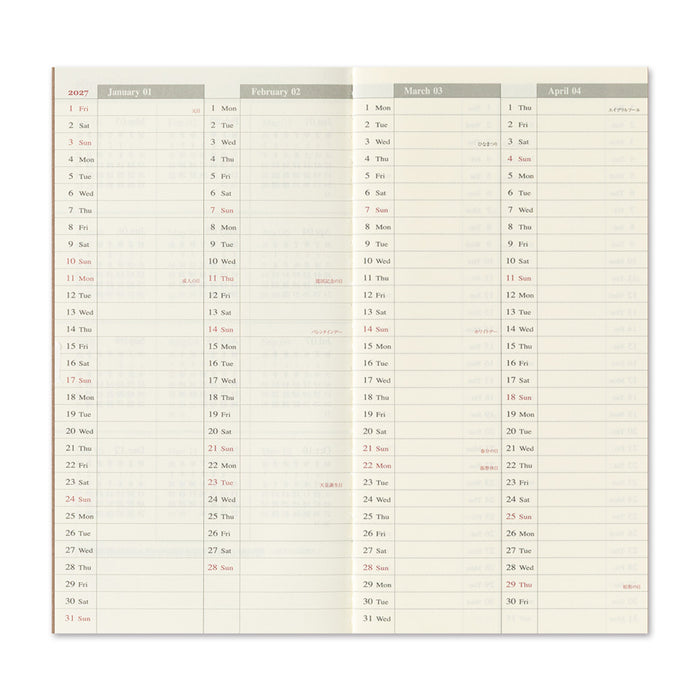 TRAVELER’S notebook 2027 Weekly Vertical (Regular Size)