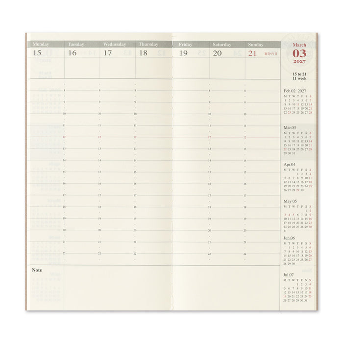 TRAVELER’S notebook 2027 Weekly Vertical (Regular Size)