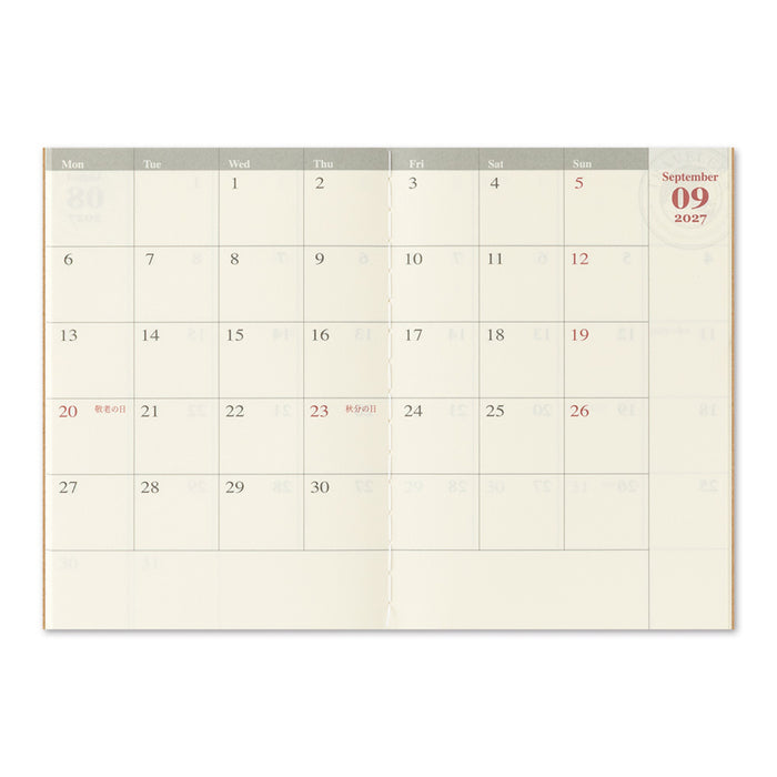 TRAVELER’S notebook 2027 Monthly (Passport Size)