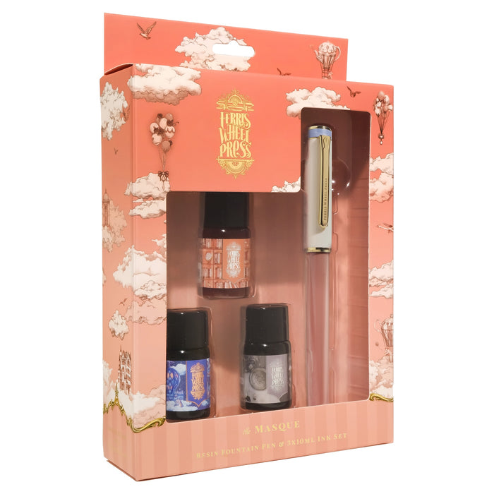 The Masque Fountain Pen and 3x10ml Ink Set - Rose