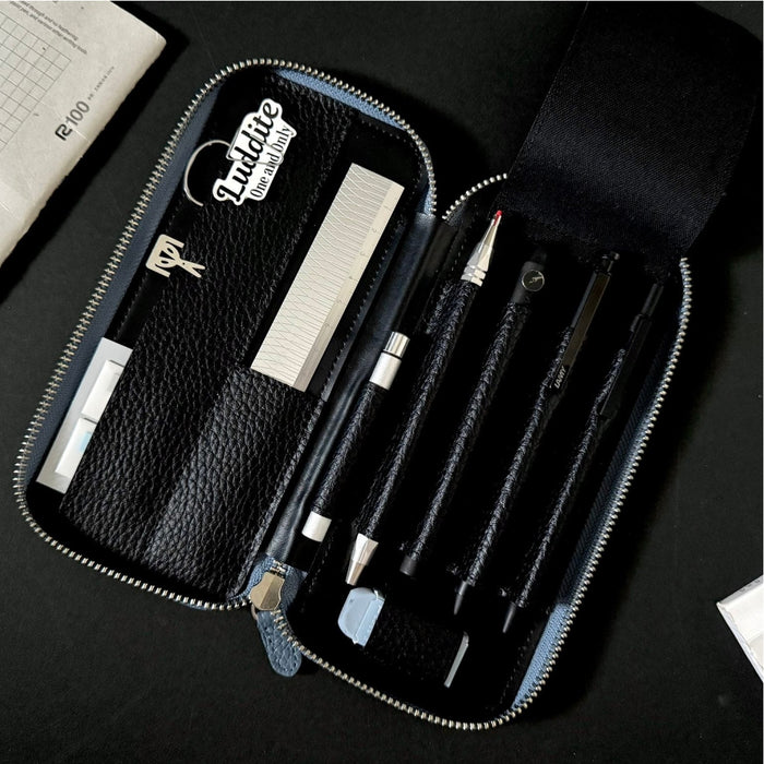 Leather Round Zip Pen Case Essential ADRIA