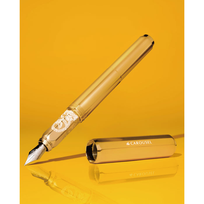 Limited Edition Plaited Gold Tress Aluminum Carousel Fountain Pen