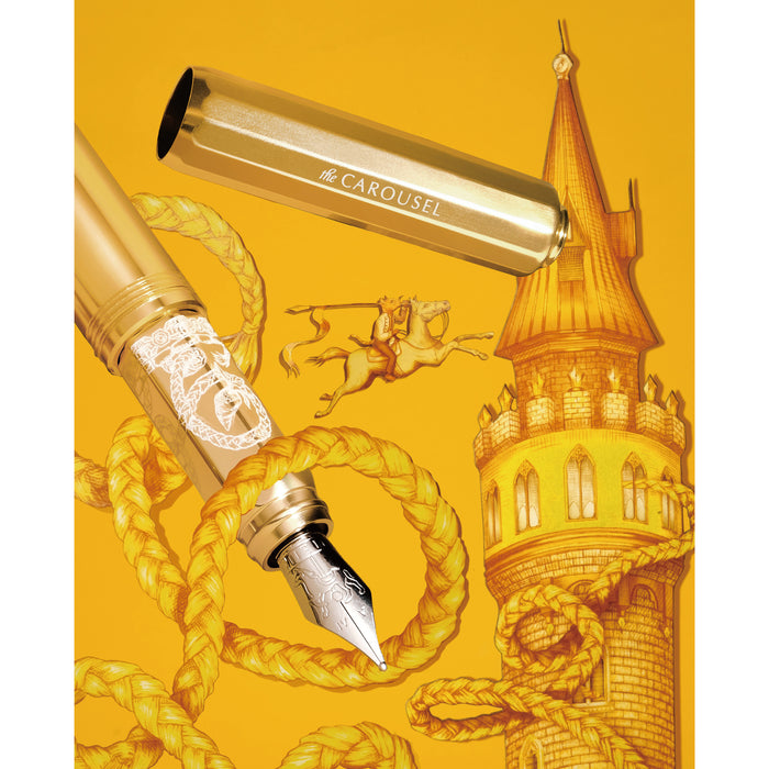 Limited Edition Plaited Gold Tress Aluminum Carousel Fountain Pen