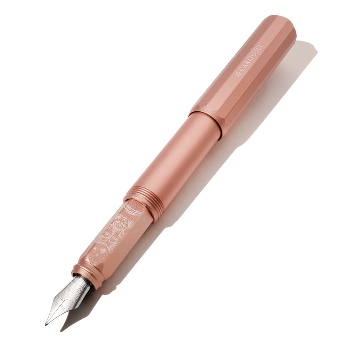 Aluminum Carousel Fountain Pen Rose Petal Plush