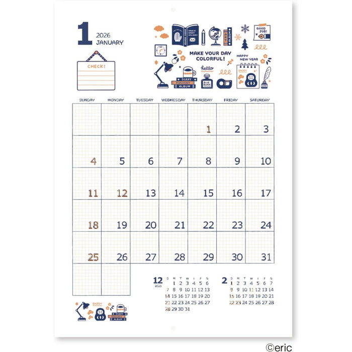 2026 カレンダー eric 壁掛け - 八文字屋OnlineStore