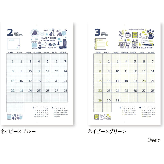2026 カレンダー eric 壁掛け - 八文字屋OnlineStore