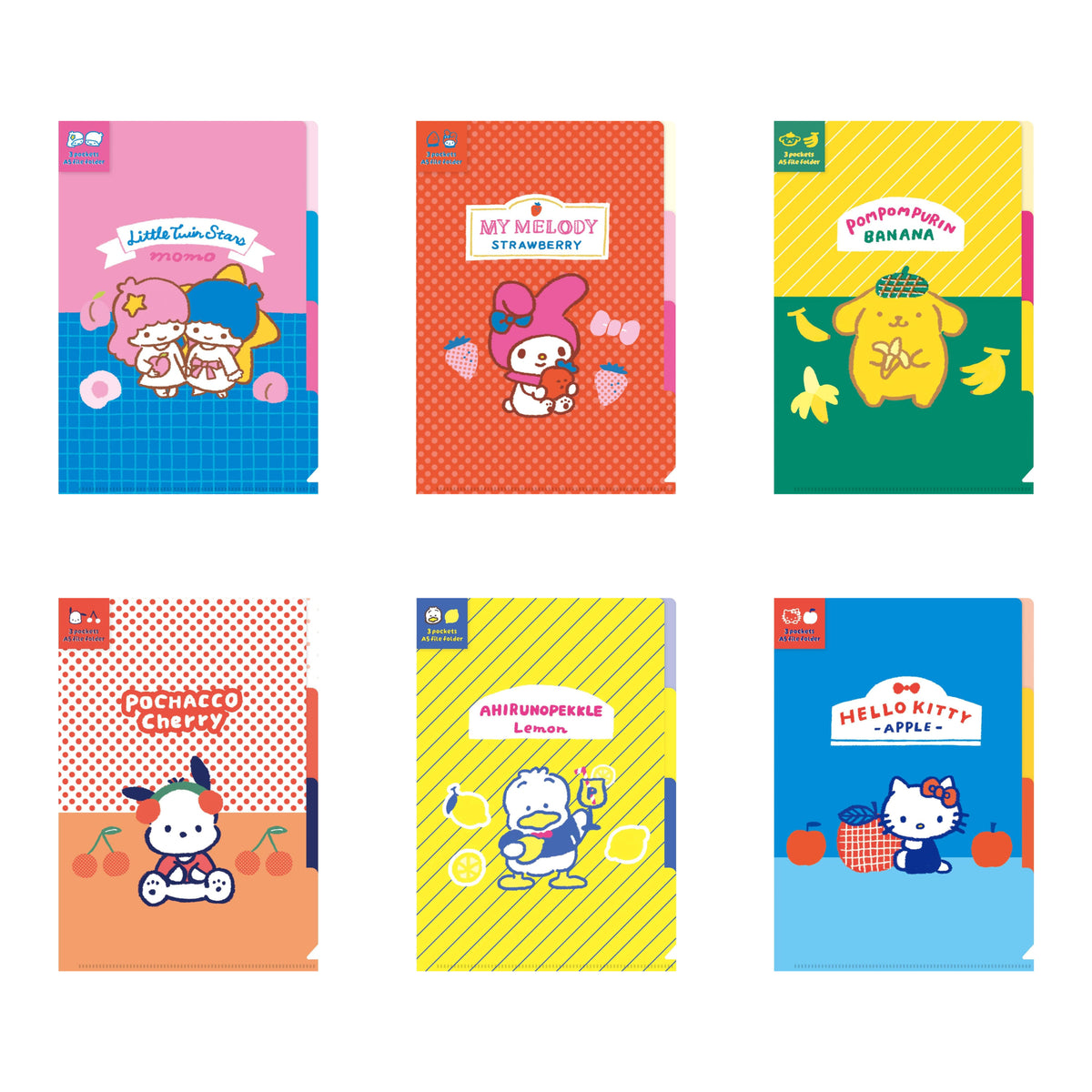 サンリオキャラクターズ フルーツマーケット A5クリアファイル（3PK）