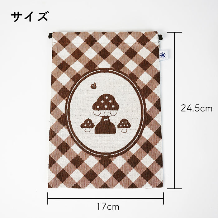 mizutama × 米織小紋 巾着 L きのこ - 八文字屋OnlineStore