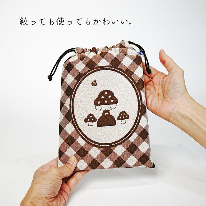 mizutama × 米織小紋 巾着 L きのこ - 八文字屋OnlineStore