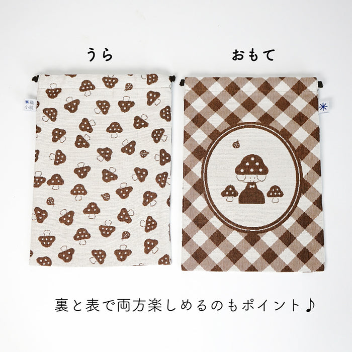 mizutama × 米織小紋 巾着 L きのこ - 八文字屋OnlineStore