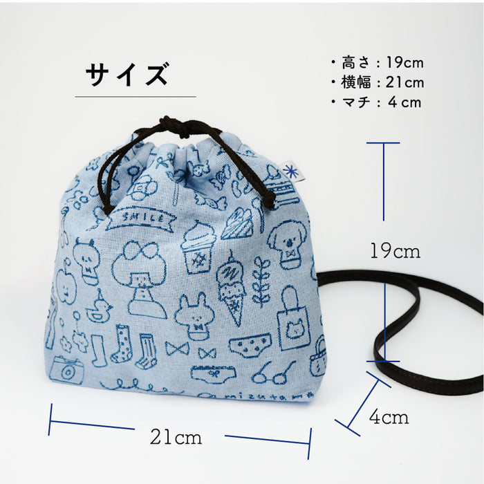 mizutama × 米織小紋 ソーダ 2way巾着
