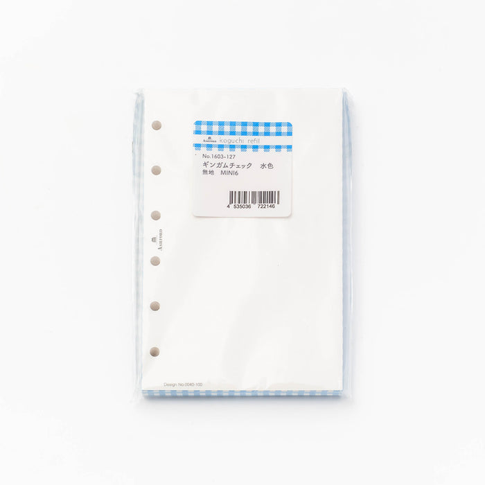mini6 koguchi refill ギンガムチェック 水色 - 八文字屋OnlineStore