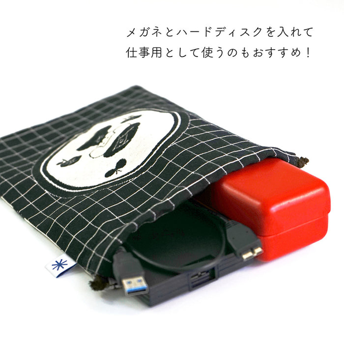 mizutama × 米織小紋 バラ 巾着 L