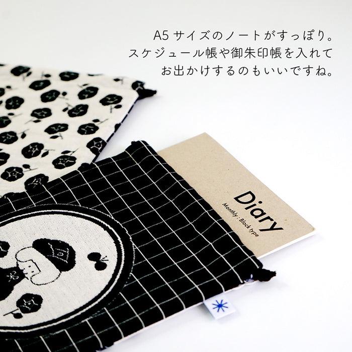 mizutama × 米織小紋 バラ 巾着 L