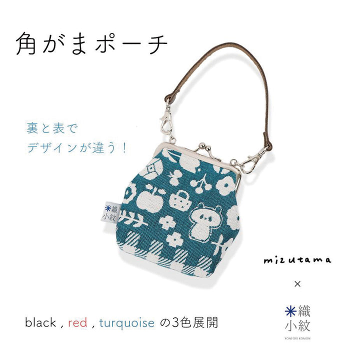 mizutama × 米織小紋 hana & check 角がまポーチ
