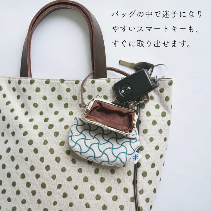 mizutama × 米織小紋 hana & check 角がまポーチ