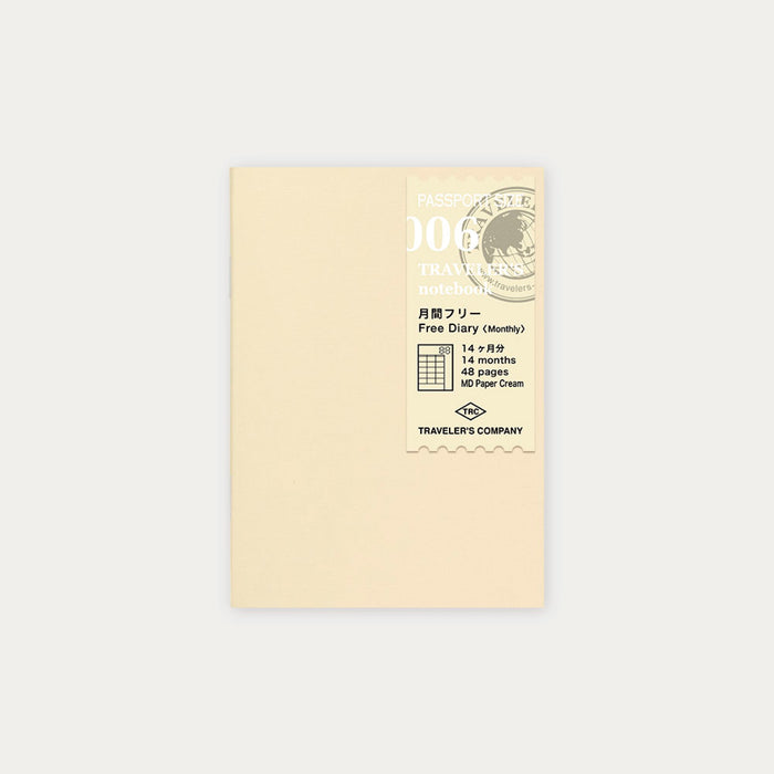 TRAVELER’S notebook (Passport Size) Refill Free Diary <Monthly> - 八文字屋OnlineStore