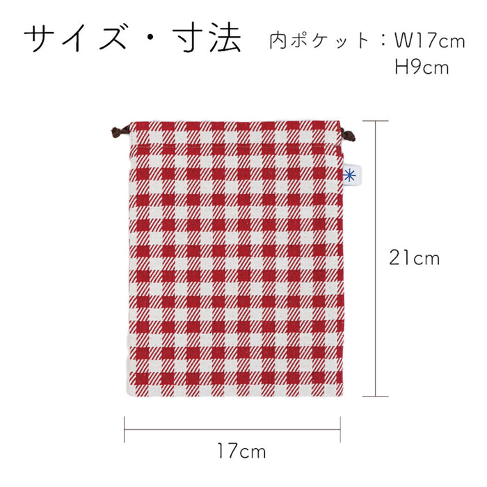 mizutama × 米織小紋 hana & check 巾着（大）
